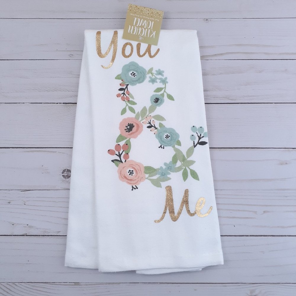 Dual Purpose Kitchen Towel You & Me Floral Gold